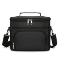 Thickened black insulated lunch bag with adjustable shoulder strap and mesh pocket - Small / Black