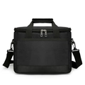 Black oxford cloth insulated lunch bag with adjustable shoulder strap and side mesh pockets - Small / Black