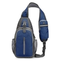 Water-resistant navy blue and grey sporty crossbody chest bag with adjustable strap - Dark Blue