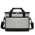 Insulated double-layer oxford grey lunch bag with adjustable shoulder strap and side mesh pockets - Small / Gray