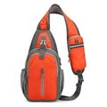 Water-resistant orange and gray nylon crossbody chest bag for outdoor sports - Orange
