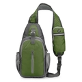 Water-resistant crossbody sports chest bag in green and grey with phone pocket strap - Green