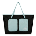 Bolso de viaje plegable de gran capacidad en negro y azul claro con bolsillos frontales - Azul claro