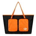 Bolso de viaje plegable negro grande con bolsillos naranjas y nylon impermeable - Naranja