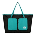 Grand sac de voyage pliable noir et bleu lac avec logo VANAHEIMR et poches devant - Vert