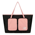 Sac de voyage pliable noir et rose de grande capacité en nylon imperméable et résistant - Rose