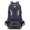 Sac à dos de randonnée 60L grande capacité en bleu foncé et noir imperméable - Bleu clair