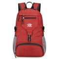 Mochila profesional de senderismo rojo ladrillo con tela ripstop y bolsillos de malla - Rojo