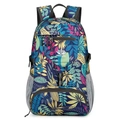 Mochila de senderismo con estampado tropical vibrante y tejido de nailon impermeable - Estampado de Hojas Tropicales