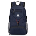 Mochila de senderismo azul oscuro con logo Vanaheimr y bolsillos laterales de malla - Azul oscuro