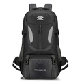 Black and grey 60L waterproof hiking backpack with adjustable straps and side mesh pockets - Black