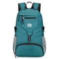 Sac à dos de randonnée bleu lac avec logo Vanaheimr et poches latérales en filet - Vert