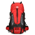 Zaino da trekking rosso 60L in tessuto impermeabile con cinturini lombari imbottiti - 60L / Rosso