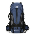 60L outdoor hiking backpack in dark blue and black with padded waist support - 60L / Dark Blue