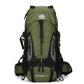 Army green 60L outdoor hiking backpack made of waterproof nylon with buckle system - 60L / Dark Green