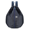Navy blue foldable backpack with honeycomb texture and center zipper closure design - Dark Blue