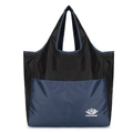 Foldable black and navy blue tote bag with white mountain logo and Vanaheimr branding - Dark Blue