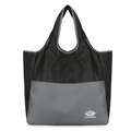 Foldable black and grey sports travel tote bag featuring mountain logo and reinforced handles - Gray