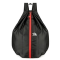 Foldable black sports backpack with central red zipper and lightweight honeycomb texture - Black