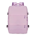 Lavender large capacity travel backpack with multiple pockets and durable nylon fabric - Purple