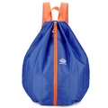 Lightweight foldable blue backpack with orange zippers and honeycomb texture fabric - Sapphire Blue