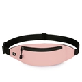 Adjustable pink waist bag for women featuring black zippers and a built-in headphone port - Pink Waist Bag