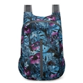 Lightweight foldable backpack in blue with purple floral and tropical leaf prints - Blue Leaves