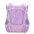 Lavender hydration vest with breathable white mesh and reflective strips for trail running - Purple
