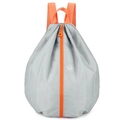 Foldable grey sports backpack with orange accents and a honeycomb texture fabric - Gray