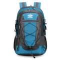 Deep blue and grey hiking backpack with VANAHEIMR logo and front bungee system - Sapphire Blue