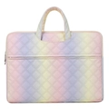 Regenbogen-Laptop-Tasche für Damen mit Rautensteppung in sanften Macaron-Farben - 13 Zoll / Gelber Rhombus