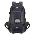 60L outdoor hiking backpack in navy blue and grey with elastic bungee cords and side mesh - Dark Blue