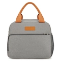Wasserdichte graue Lunchtasche mit orangefarbenen Griffen und seitlicher Netz Tasche - Grau