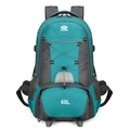 Teal and grey 60L waterproof hiking backpack for outdoor camping and climbing - Lake Blue