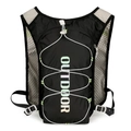 Lightweight black hydration vest for running with grey mesh and outdoor branding - Black