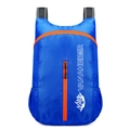 Lichtgewicht opvouwbare blauwe outdoor rugzak van waterbestendig nylon met oranje ritsen - Saffierblauw