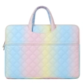 Regenbogen Laptop Tasche mit Rautensteppung und verstärktem Tragegriff für Damen - 13 Zoll / Raute Blau
