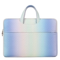 Laptop-Tasche mit pink-blauem Farbverlauf, Wellensteppung und gepolsterten Griffen - Phantomviolett