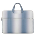 Blau-weiße Laptoptasche mit Farbverlauf, V-Steppung und verstärkten Griffen - Phantomgrau