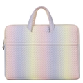 Laptop-Tasche mit Regenbogen-Verlauf, V-Steppung und silbernen Reißverschlüssen - Phantomgelb