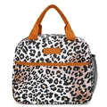 Bolsa térmica con estampado de leopardo, asas naranjas y bolsillo lateral de malla - Estampado de Leopardo Gris