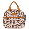 Bolsa de almuerzo aislada con estampado de leopardo, asas de nailon y bolsillo de malla - Leopardo Caqui