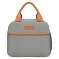 Bolsa térmica gris para el almuerzo con asas naranjas y bolsillo lateral de red - Gris