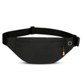 Black waterproof running waist pack with orange zipper pull and headphone port - Below 20L / Black