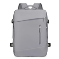 Mochila de negocios gris versátil de tela impermeable con múltiples compartimentos - Gris