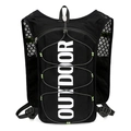 Zaino da corsa in nylon nero con corde riflettenti e scritta OUTDOOR stampata - Nero
