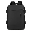 Mochila negra de negocios para portátil en tela impermeable para viajes y oficina - Negro