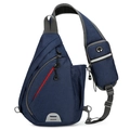 Dunkelblaue Oxford-Brusttasche für Herren mit rotem Reißverschluss und Reflexstreifen - Dunkelblau