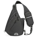 Dark grey Oxford fabric sling bag with adjustable strap and tactical phone pocket - Dark Gray