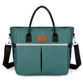 Waterproof insulated lunch bag in dark green canvas with adjustable strap and handles - Green
